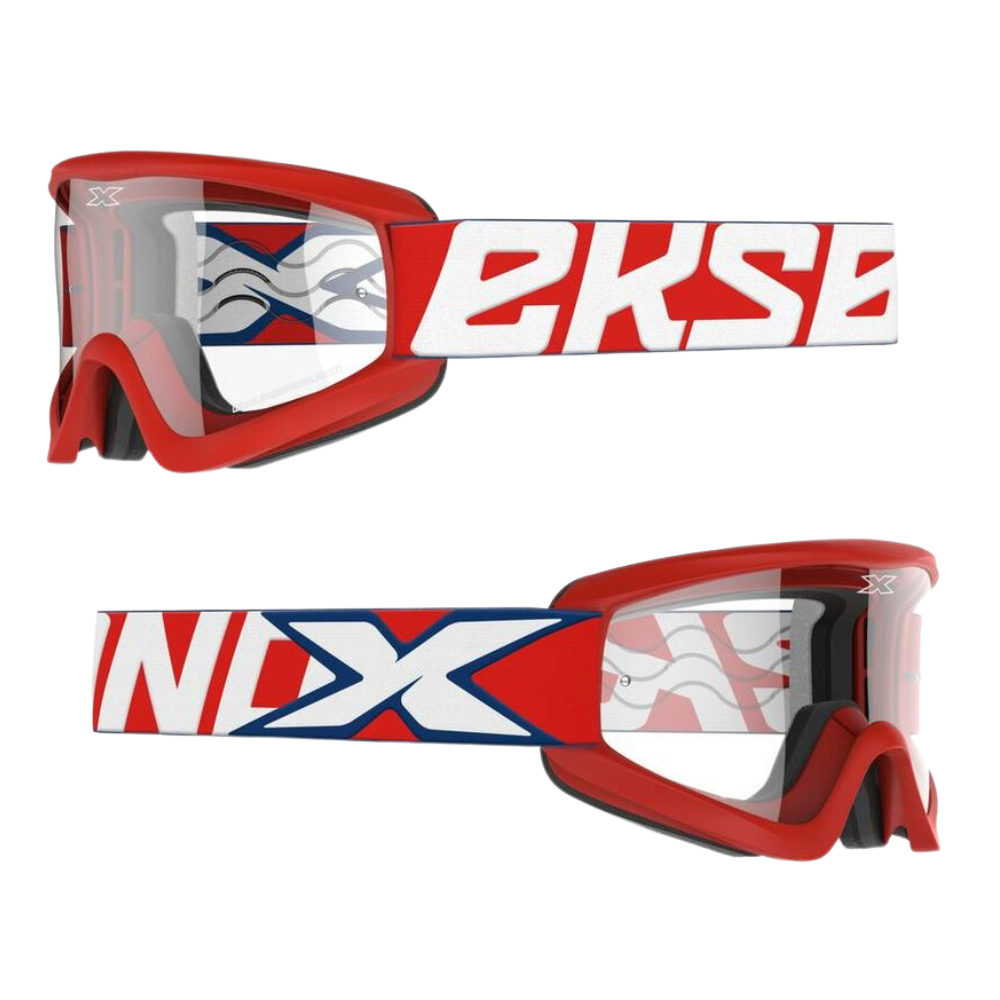 MC Auto: EKS Gox Flat Out Red/White/Navy Clear Goggle
