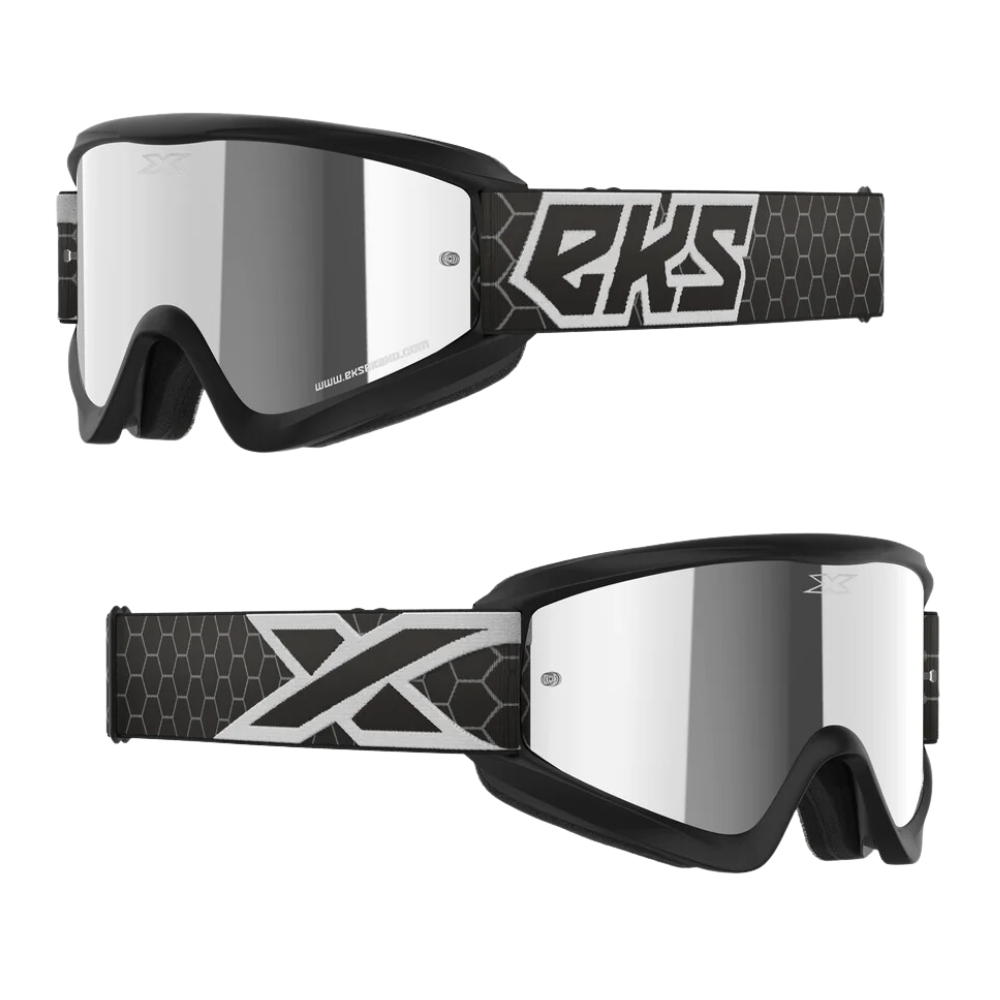 MC Auto: EKS Gox Flat Out Black/Silver Mirror Goggle