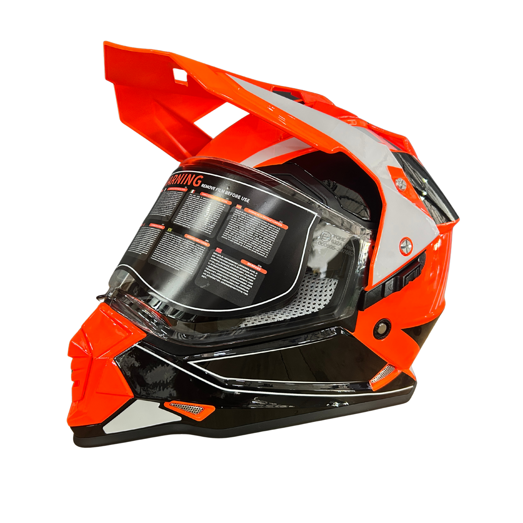 YOHE 632A Black/White/Orange Adventure Helmet