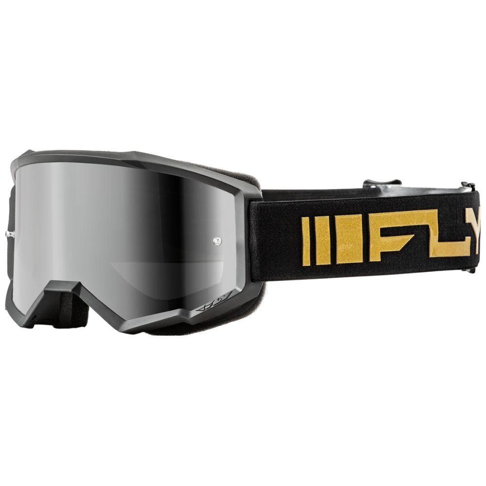 Fly Zone Black/Gold Silver Mirror Smoke Lens Goggle