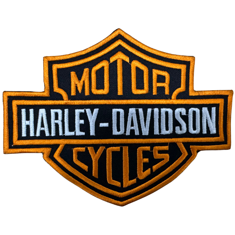 Motorcycle Waistcoat Patch With Harley Davidson In Orange
