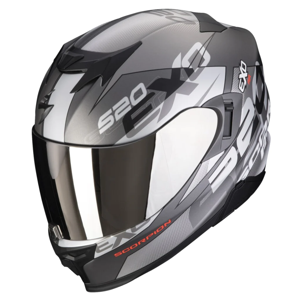 MC Auto: Scorpion Exo-520 Air Cover Matt Silver/Red Helmet