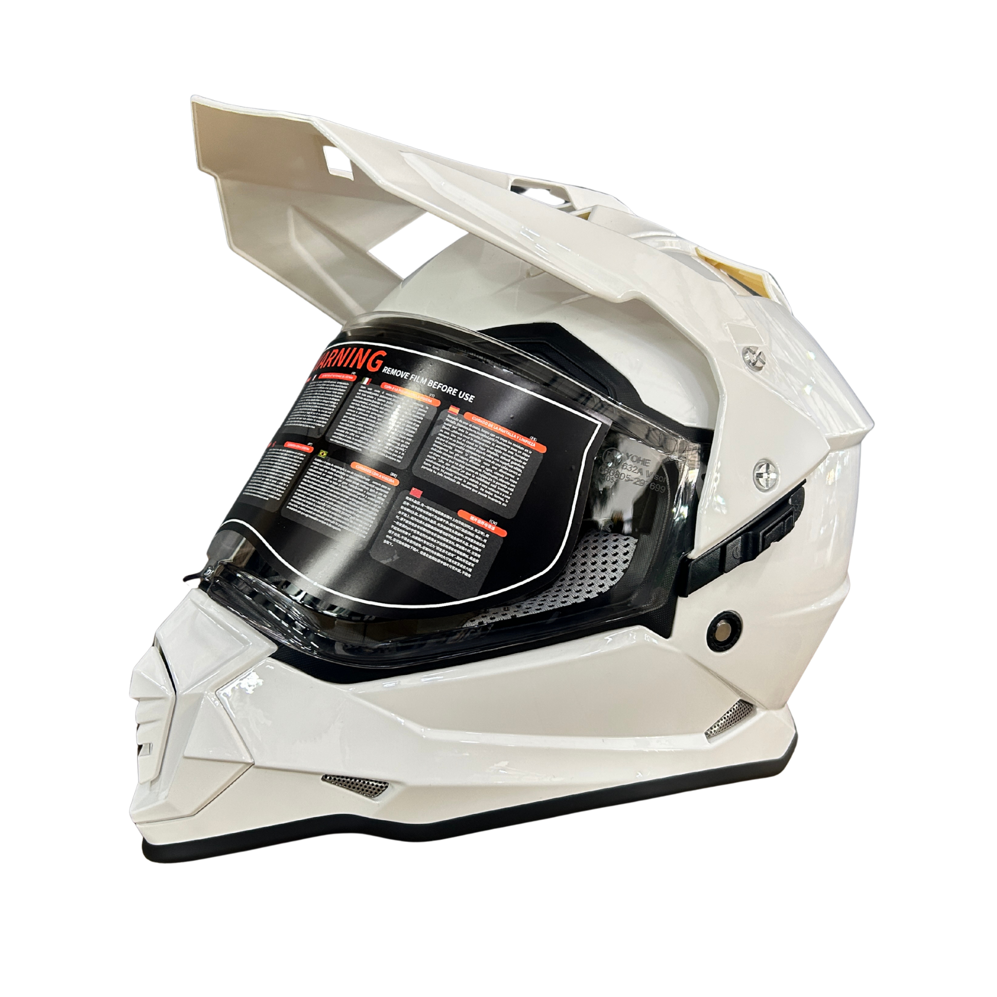 YOHE 632A Solid White Shinny Adventure Helmet
