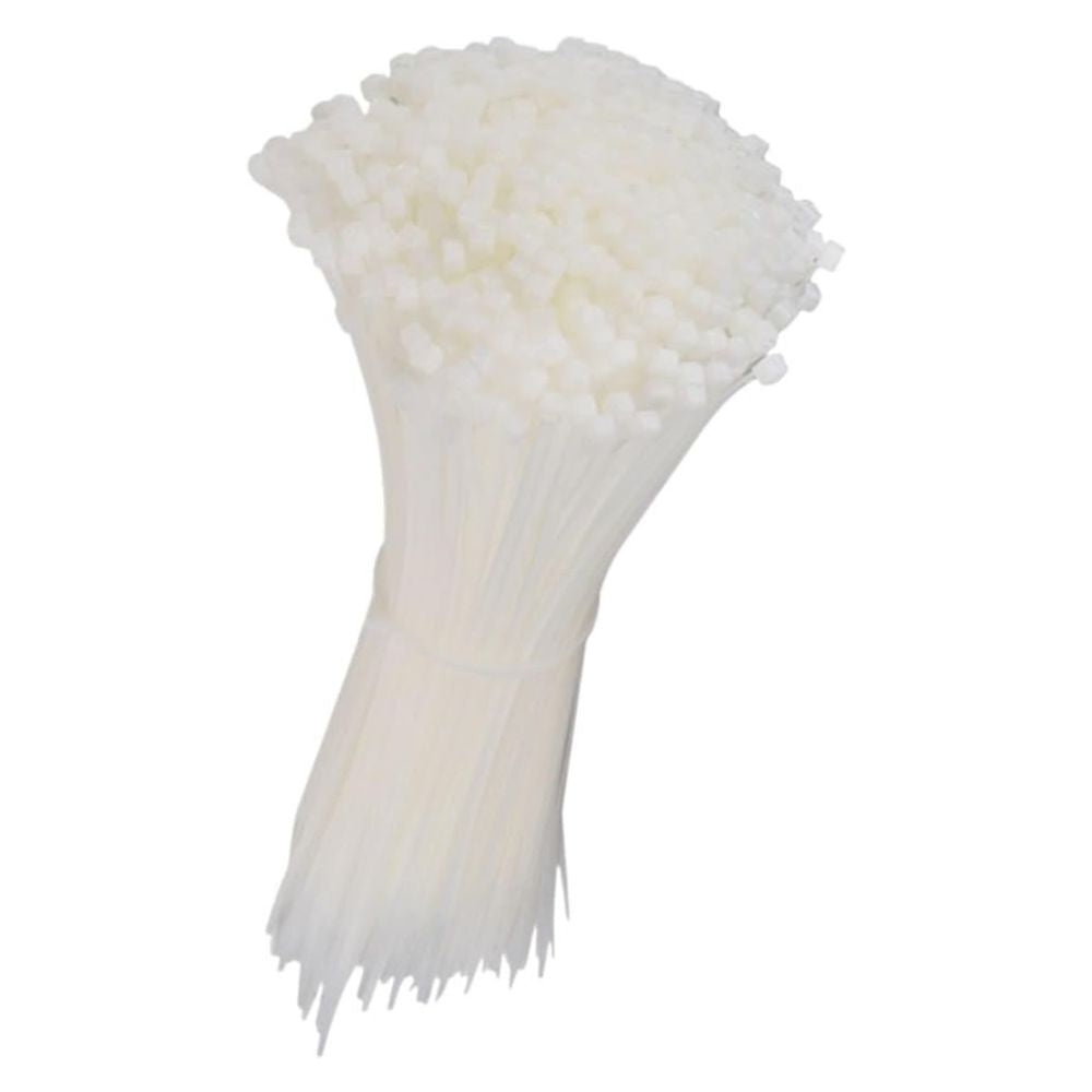 100pcs Self-locking Plastic White Nylon Cable Ties (3x200mm)