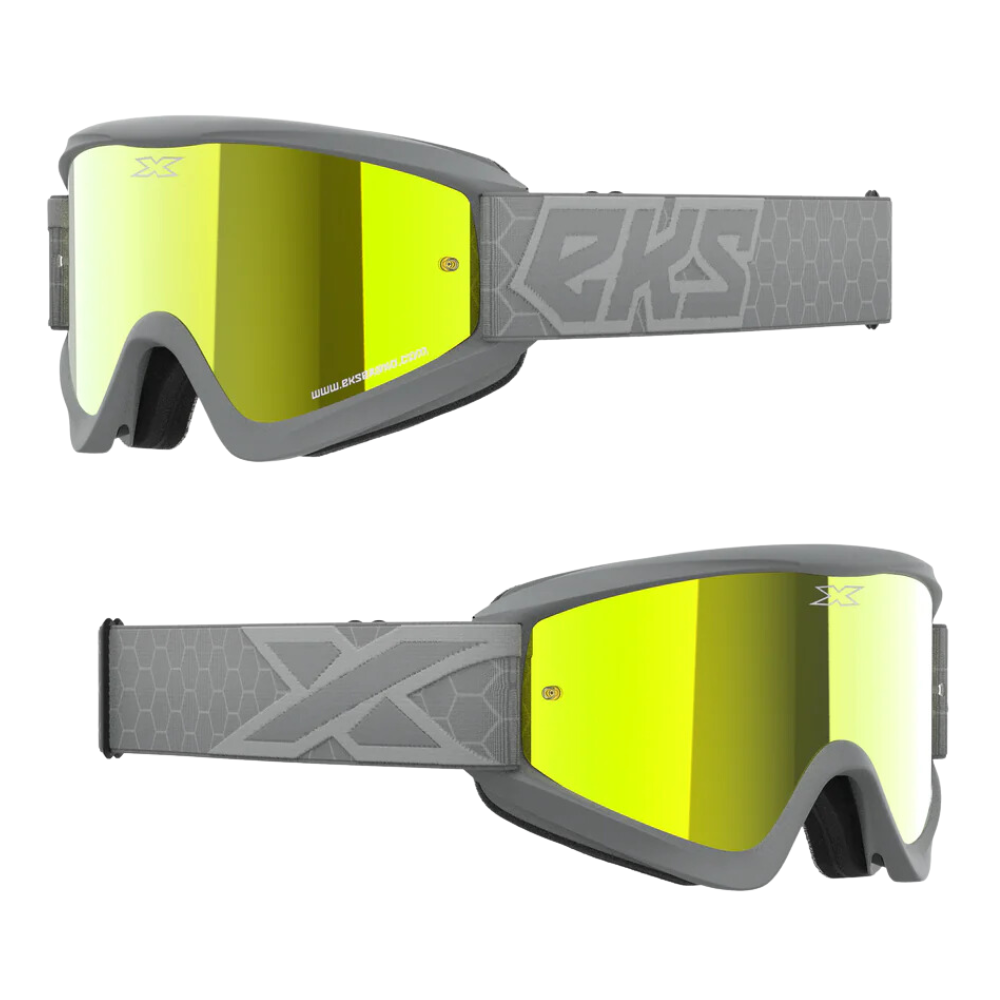 MC Auto: EKS Gox Flat Out Grey/Gold Mirror Goggle