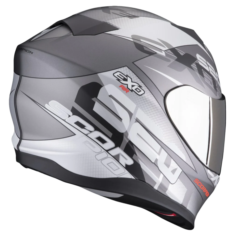 MC Auto: Scorpion Exo-520 Air Cover Matt Silver/Red Helmet