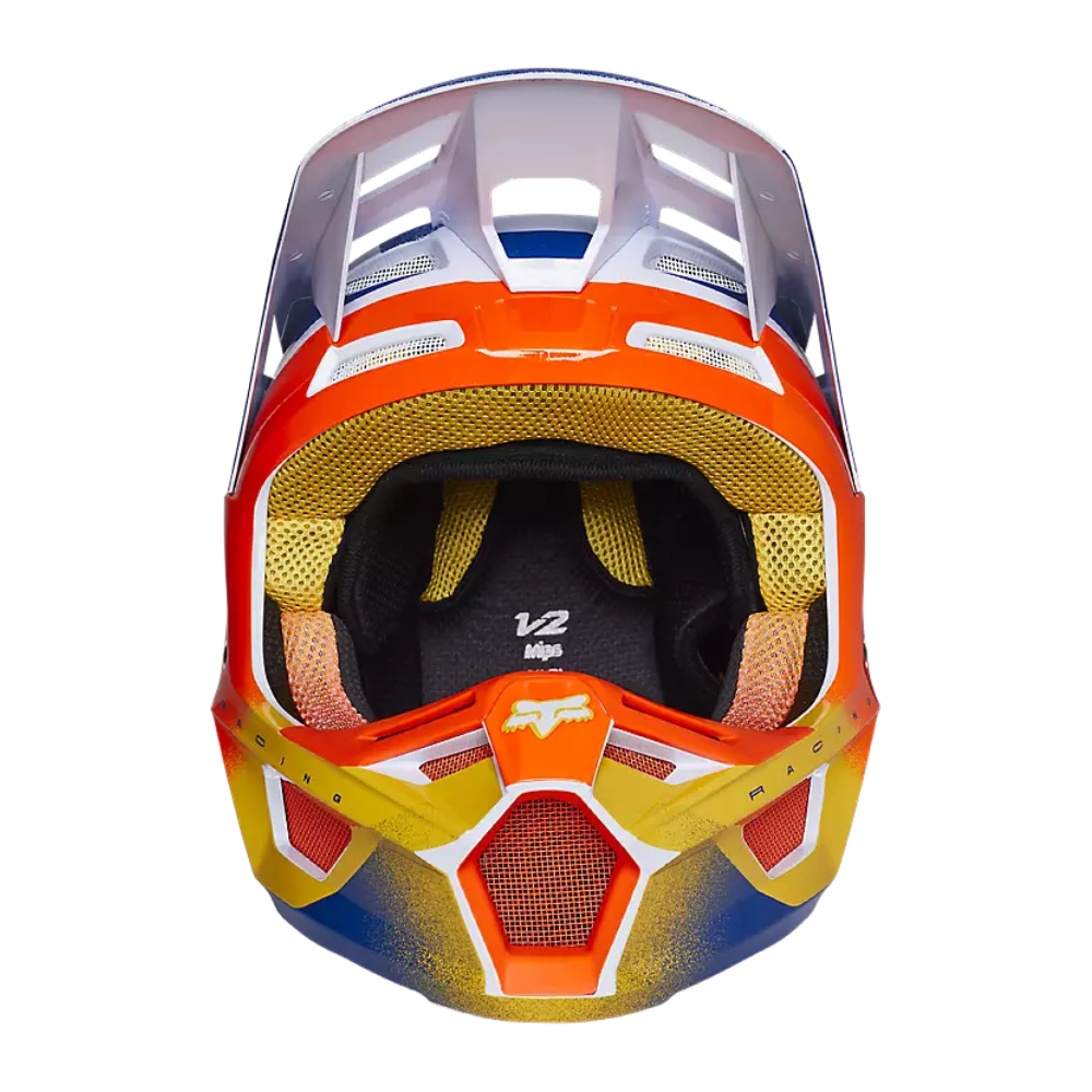 Fox V2 Rkane Orange/Blue Helmet