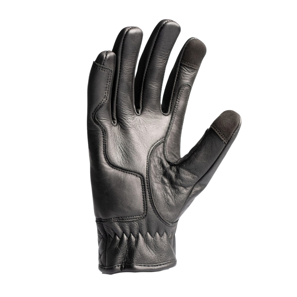 Merla Moto Cafe Quilted Leather Black Motorcycle Gloves