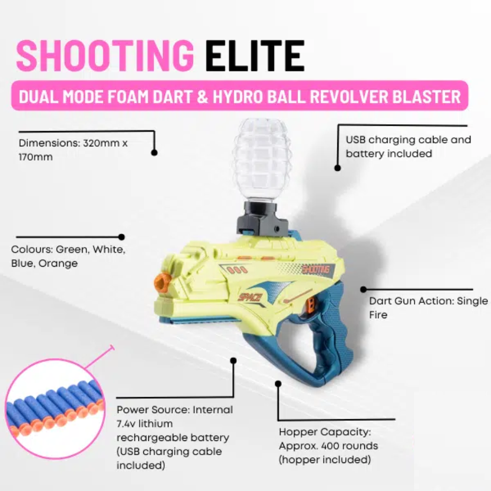 Shooting Elite 2-in-1 Gel Blaster and Nerf Gun