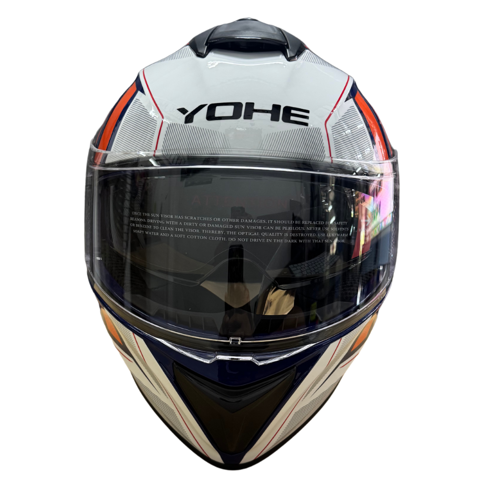 YOHE 981 Shinny White/Orange/Blue Gloss Helmet