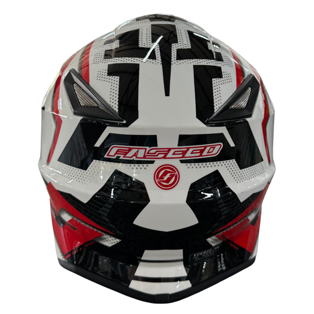 MC Auto: Faseed 608 Kids White/Black/Red Helmet