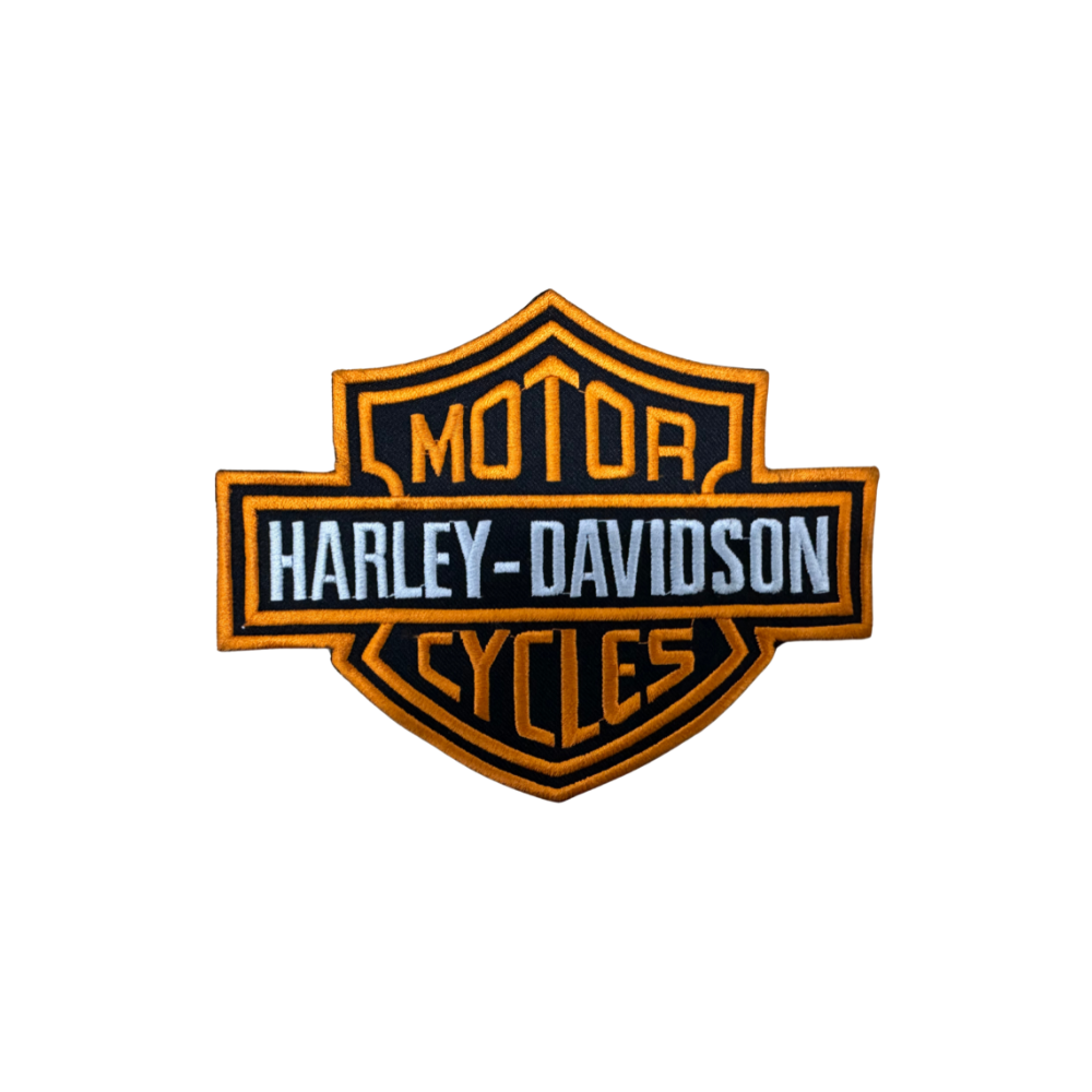 Motorcycle Waistcoat Patch With Harley Davidson In Orange