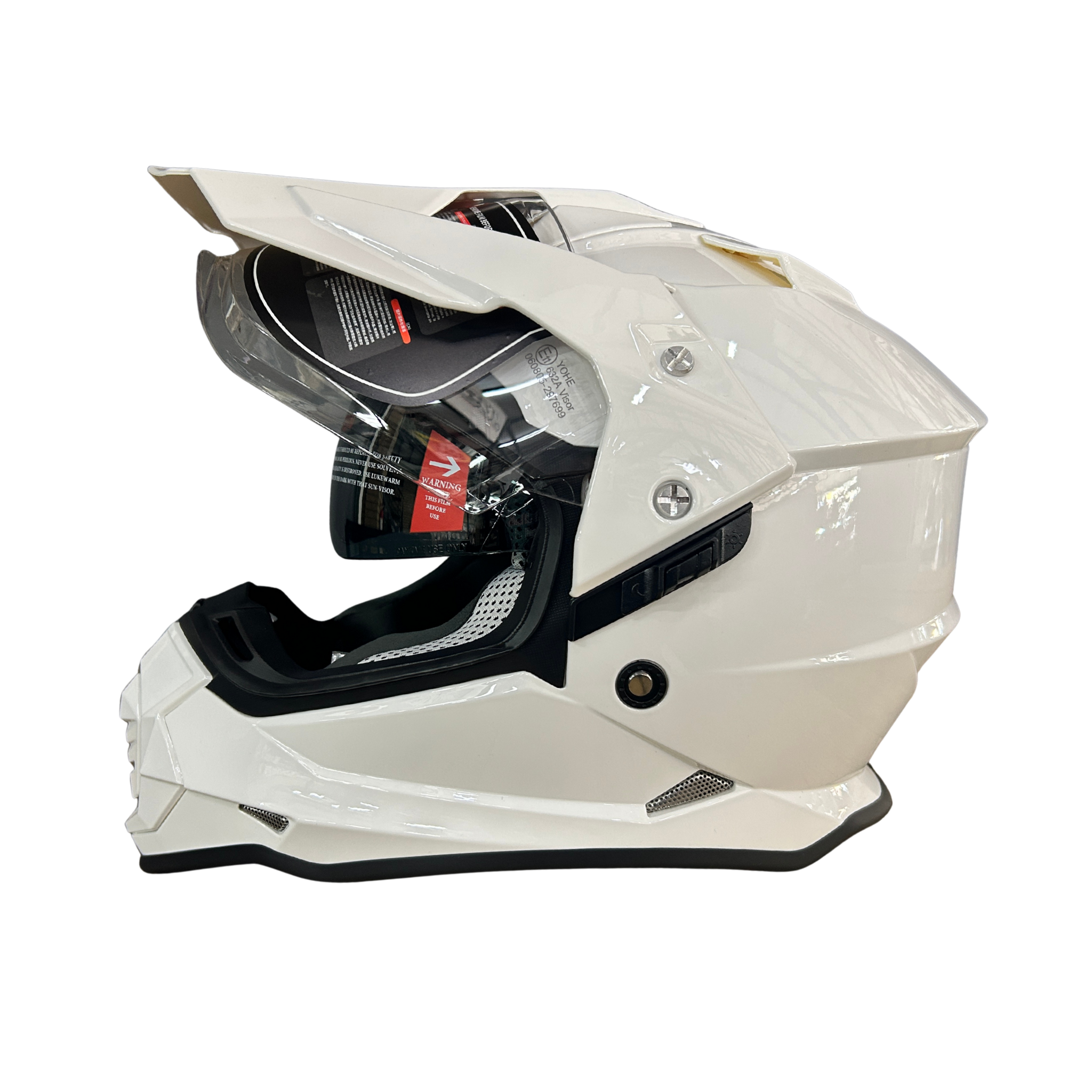 YOHE 632A Solid White Shinny Adventure Helmet