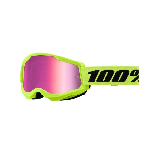 100% Strata2 Neon Yellow Pink Mirror Goggle