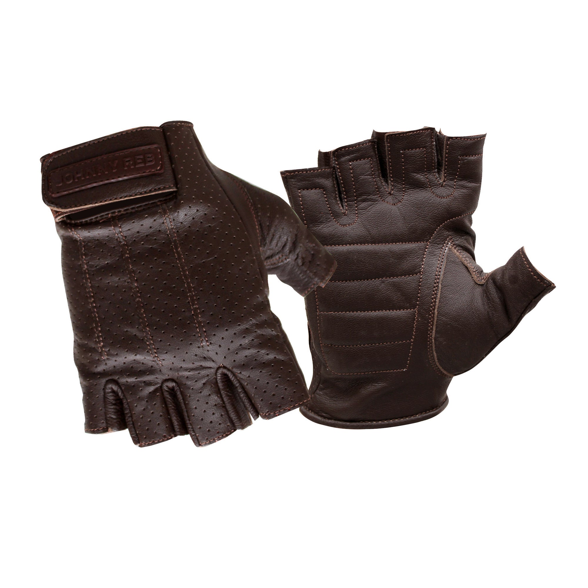 Johnny Reb Sandover Brown Fingerless Motorcycle Gloves