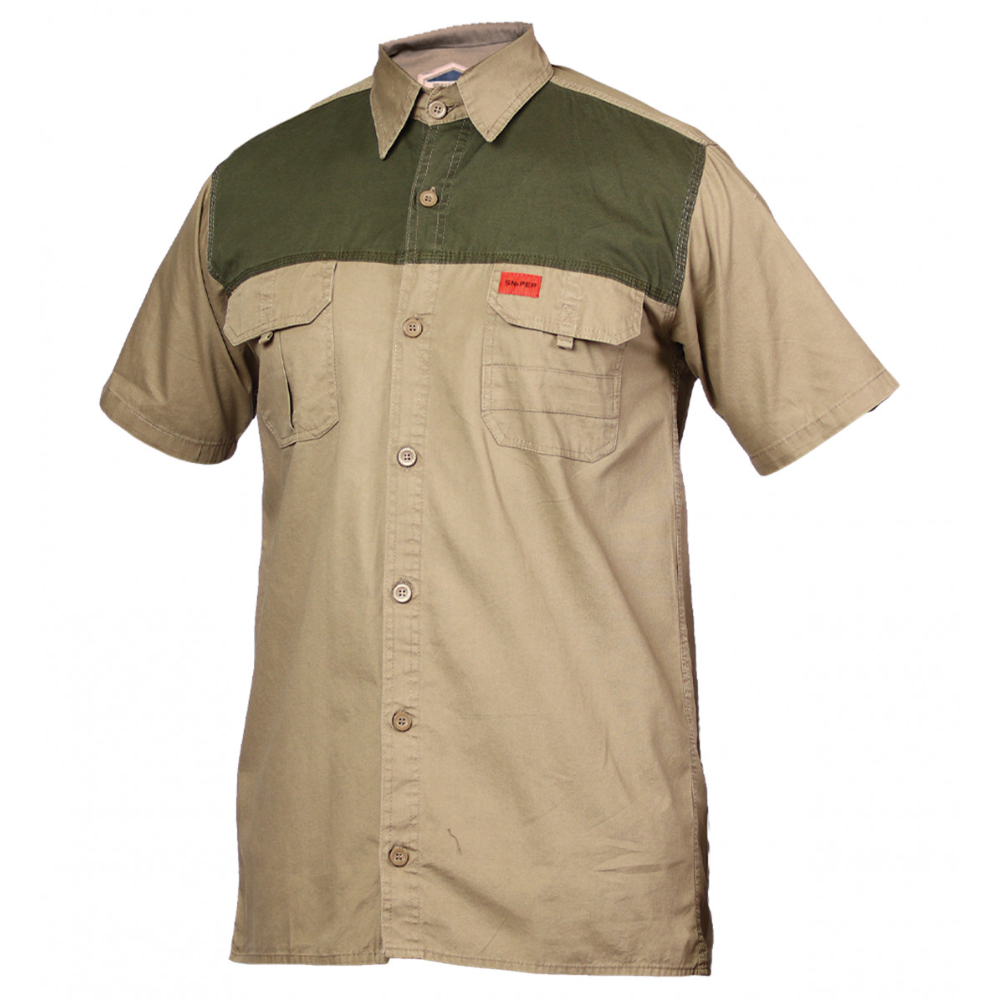 MC Auto: Sniper Africa Adventure Colour Block Khaki Short Sleeve Shirt