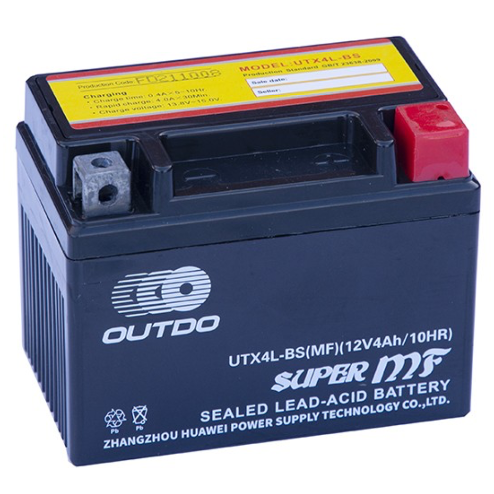 MC Auto: OUTDO® Battery UTX4L-BS (YTX4L-BS) -Motorcycle Battery
