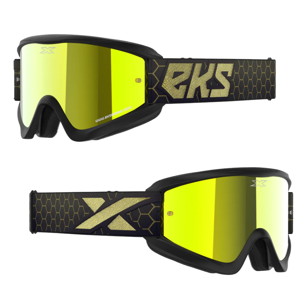 MC Auto: EKS Gox Flat Out Black/Gold Mirror Goggle