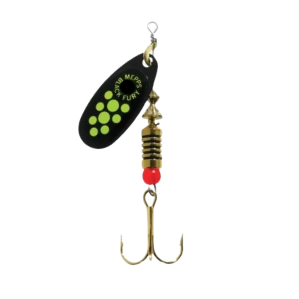 Mepps Black Fury Yellow Dot Black Chartreuse #3 Spinner