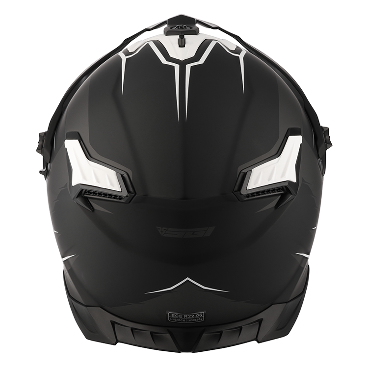 SGI Realm Ascent Gun-Metal/White Fibreglass Motorcycle Helmet