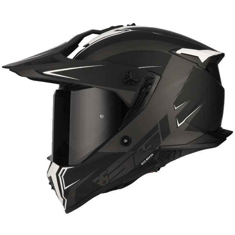 SGI Realm Ascent Gun-Metal/White Fibreglass Motorcycle Helmet