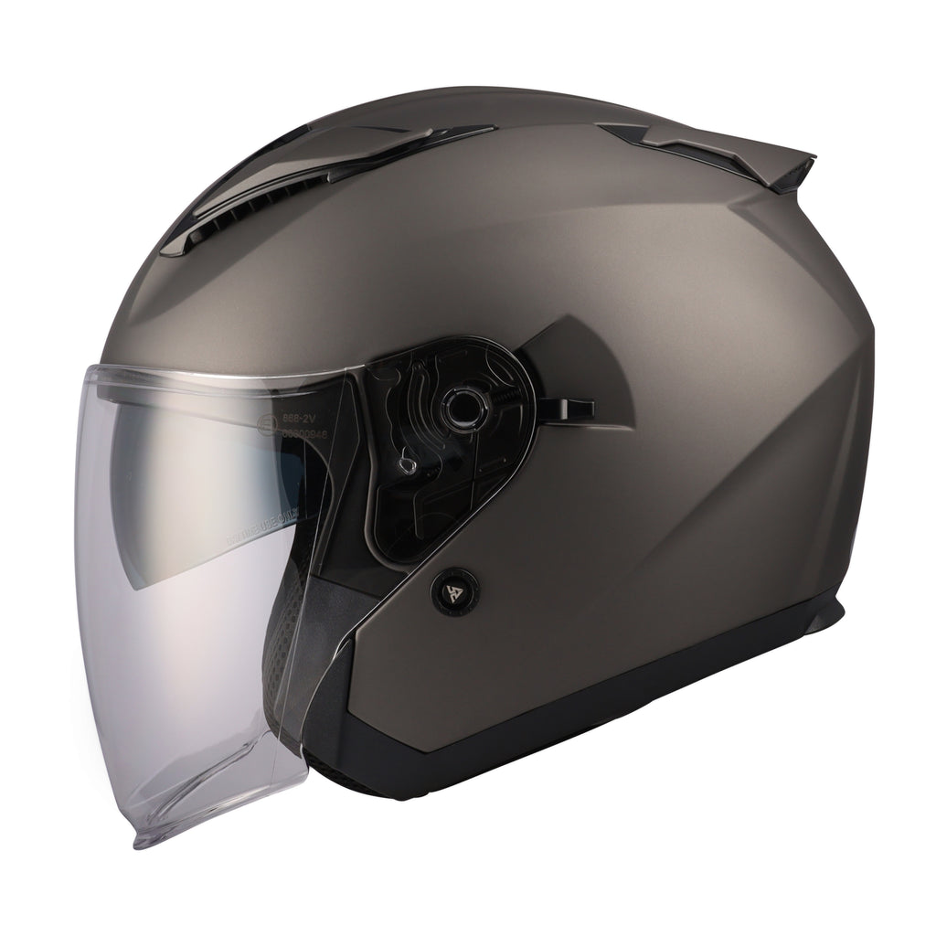 SGI Revo Matt Titanium Open Face Motorcycle Helmet