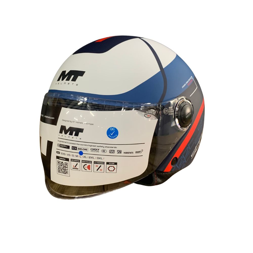 MT OF501 Street S Tino C17 Matt Blue/White Open Face Helmet