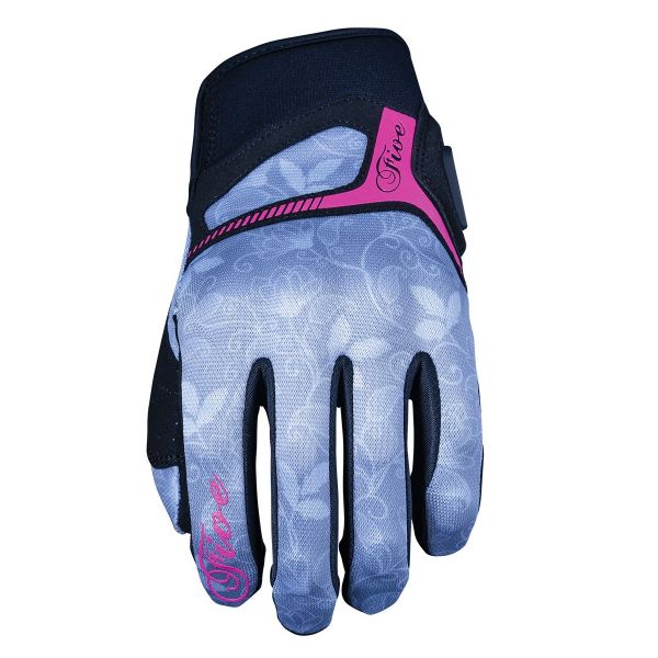 Five Gloves RS3 Replica Woman Flower Grey/Pink Motorcycle Gloves
