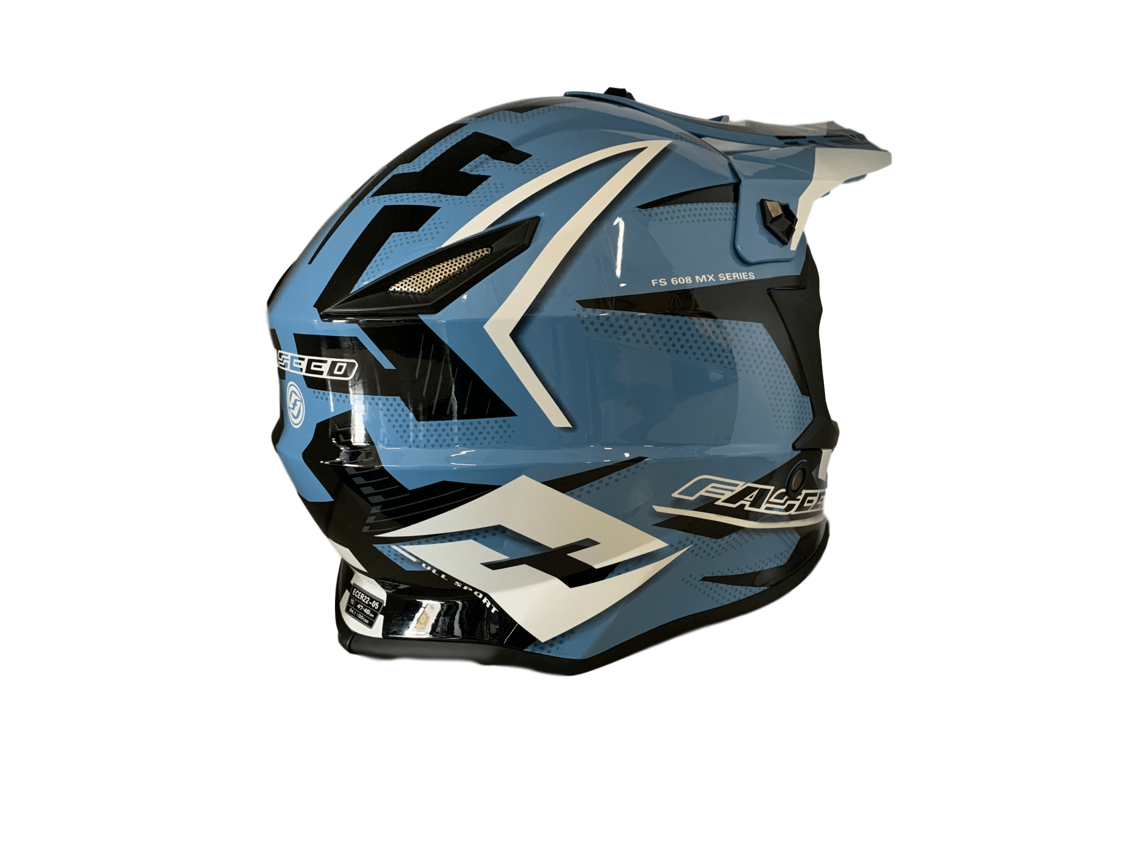 MC Auto: Faseed 608 Kids Blue/Metal/Black Helmet