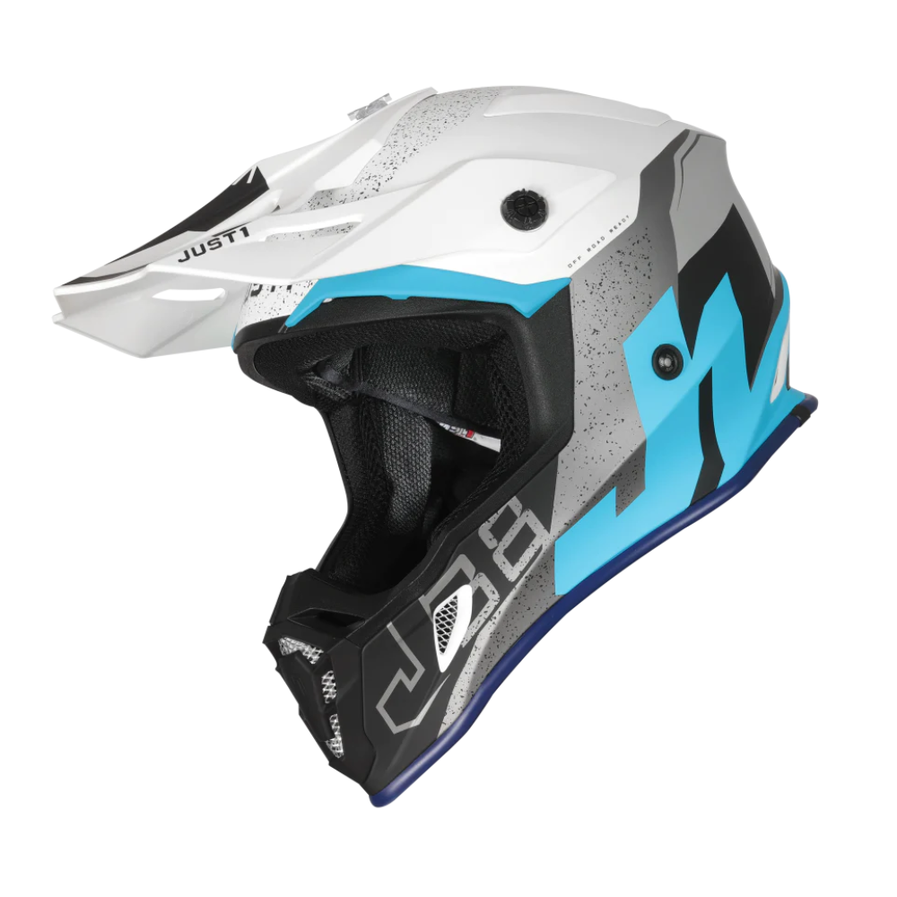 MC Auto: Just 1 J38 Korner Motocross Light Blue/White Helmet