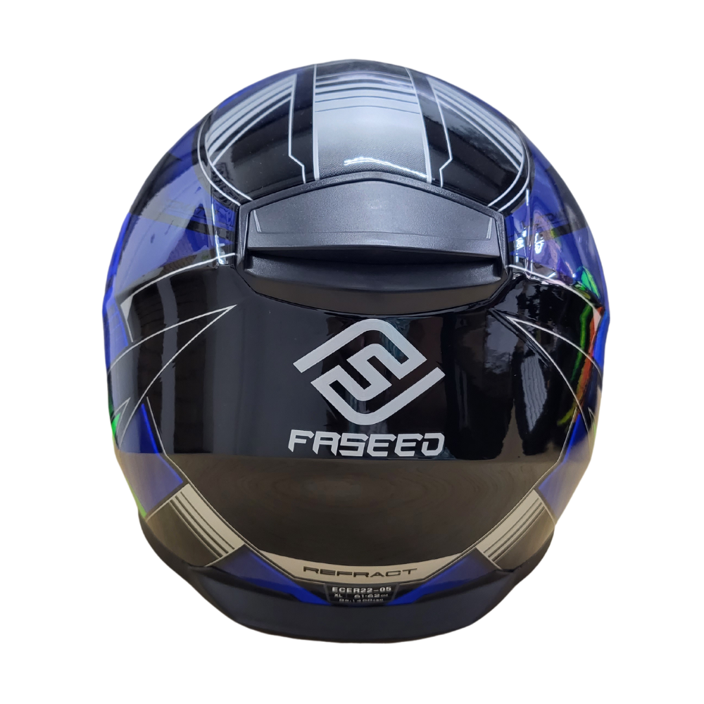 MC Auto: Faseed FS-816 14-1 Multi Green/Blue Helmet