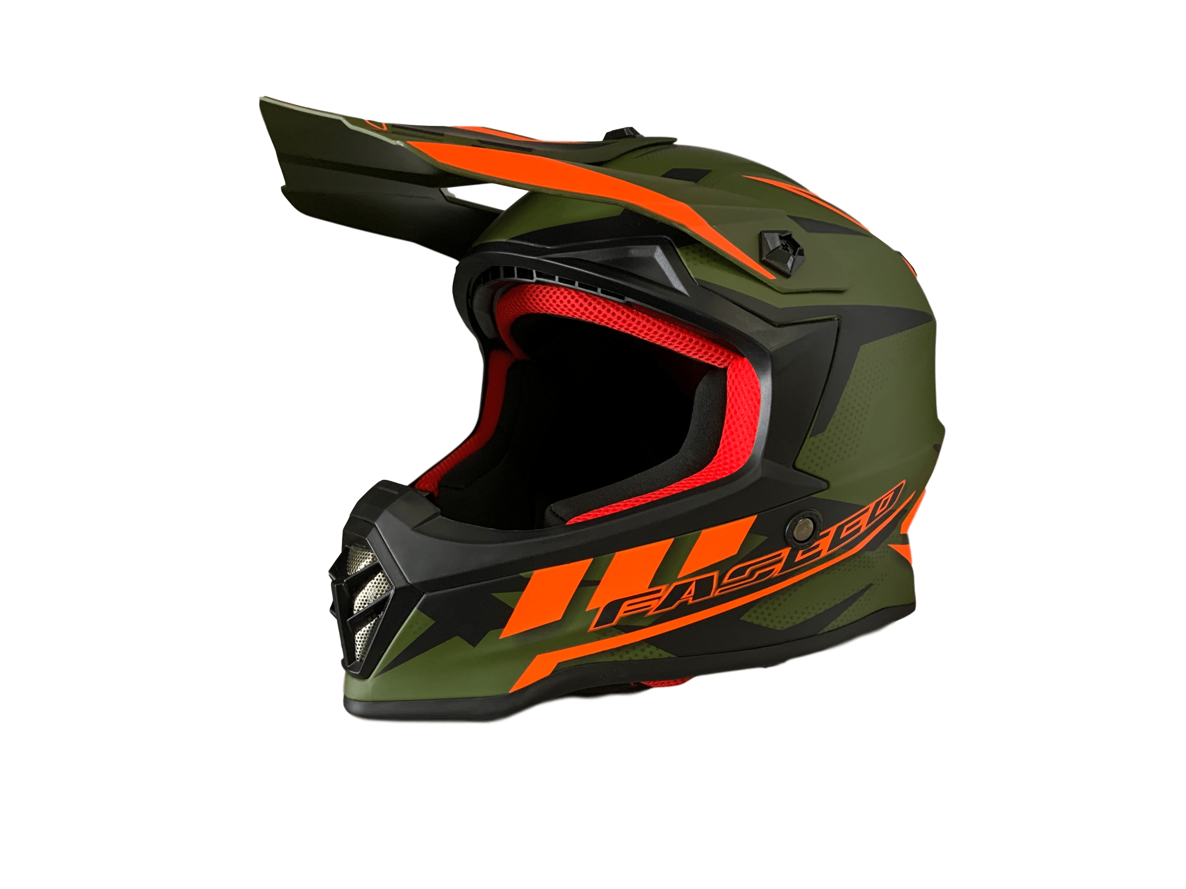 MC Auto: Faseed 608 Kids Army Green/Orange Helmet