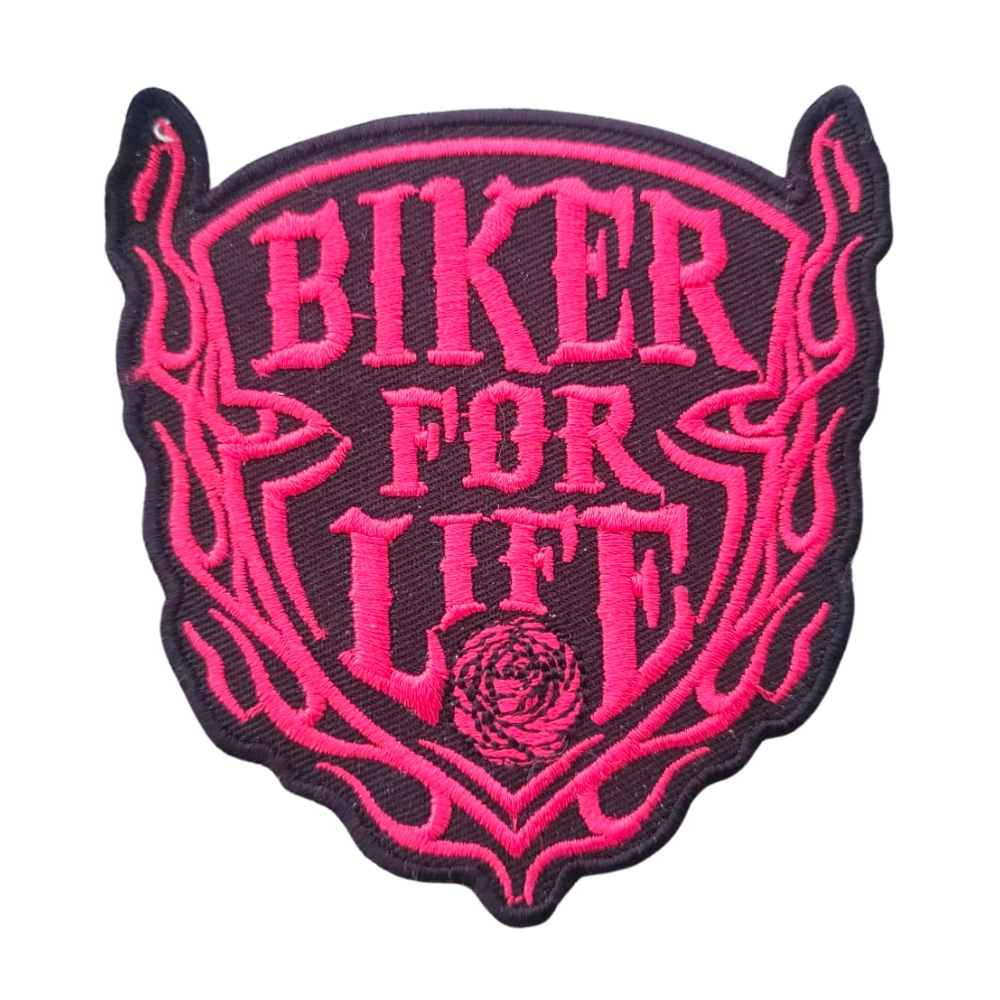 MC Auto: Motorcycle Waistcoat Patch With Biker For Life Pink