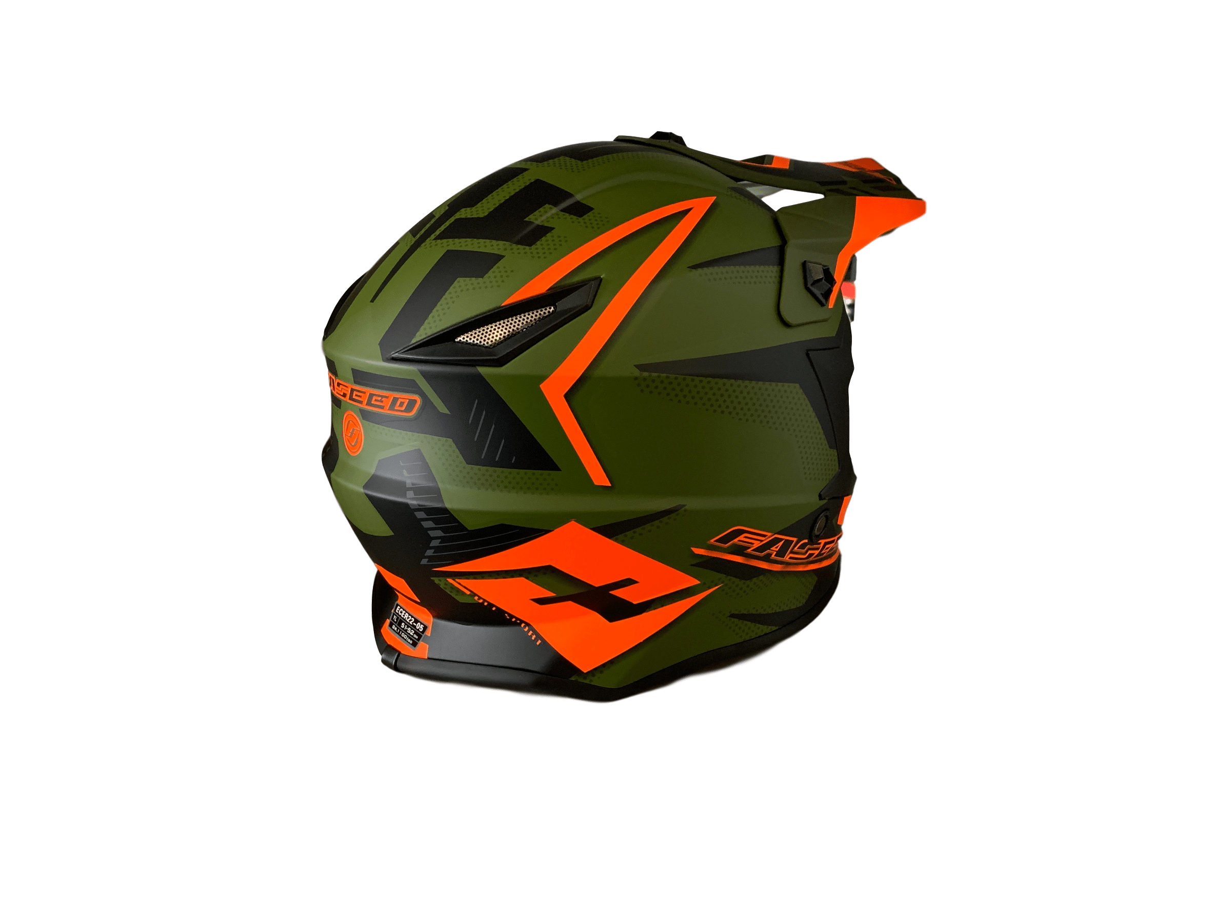 MC Auto: Faseed 608 Kids Army Green/Orange Helmet