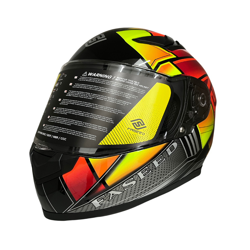 MC Auto: Faseed FS-816 14-1 Multi Orange/Yellow Helmet