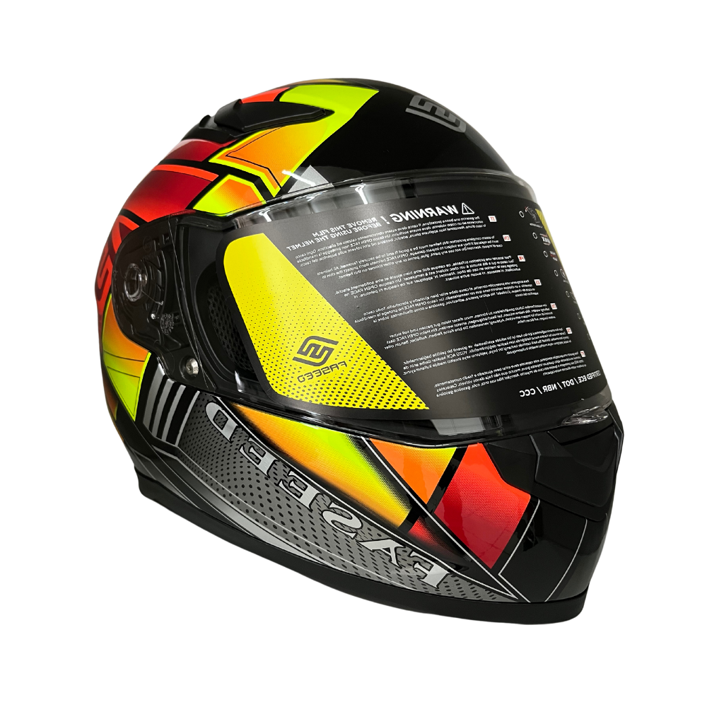 MC Auto: Faseed FS-816 14-1 Multi Orange/Yellow Helmet