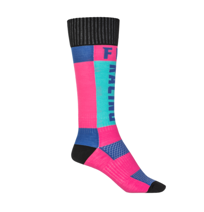 MC Auto: Fly Kids MX Thick Pink/Blue Socks
