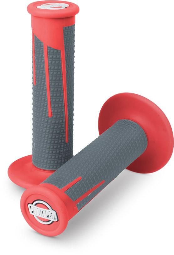 MC Auto: ProTaper Clamp On Full Diamond Red/Grey MX Grips