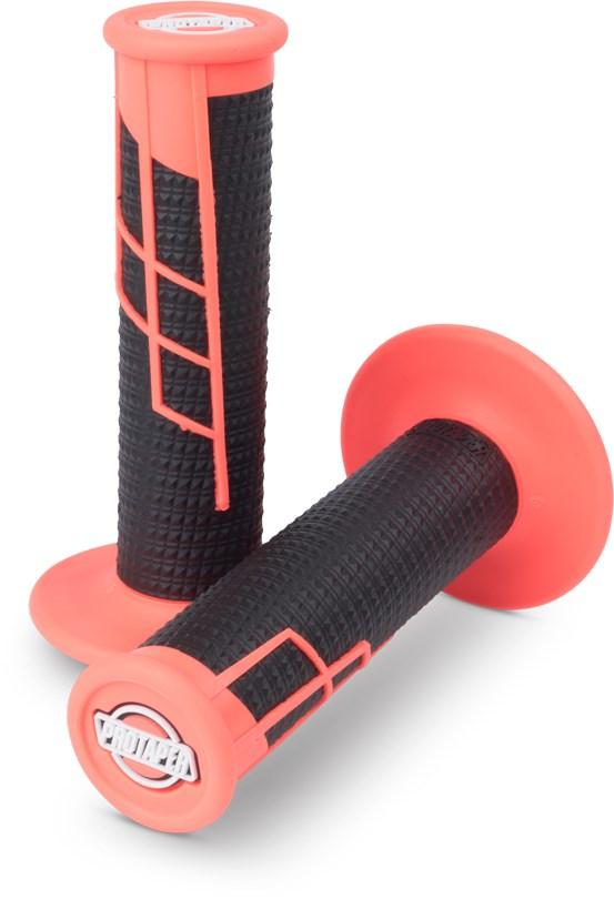 MC Auto: ProTaper Clamp On Half Waffle Neon Red/Black MX Grips