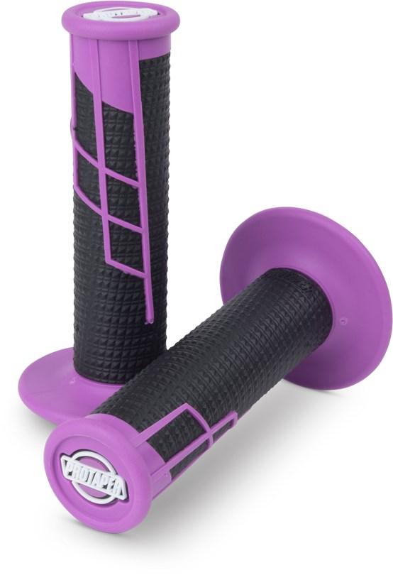 MC Auto: ProTaper Clamp On Half Waffle Neon Purple/Black MX Grips