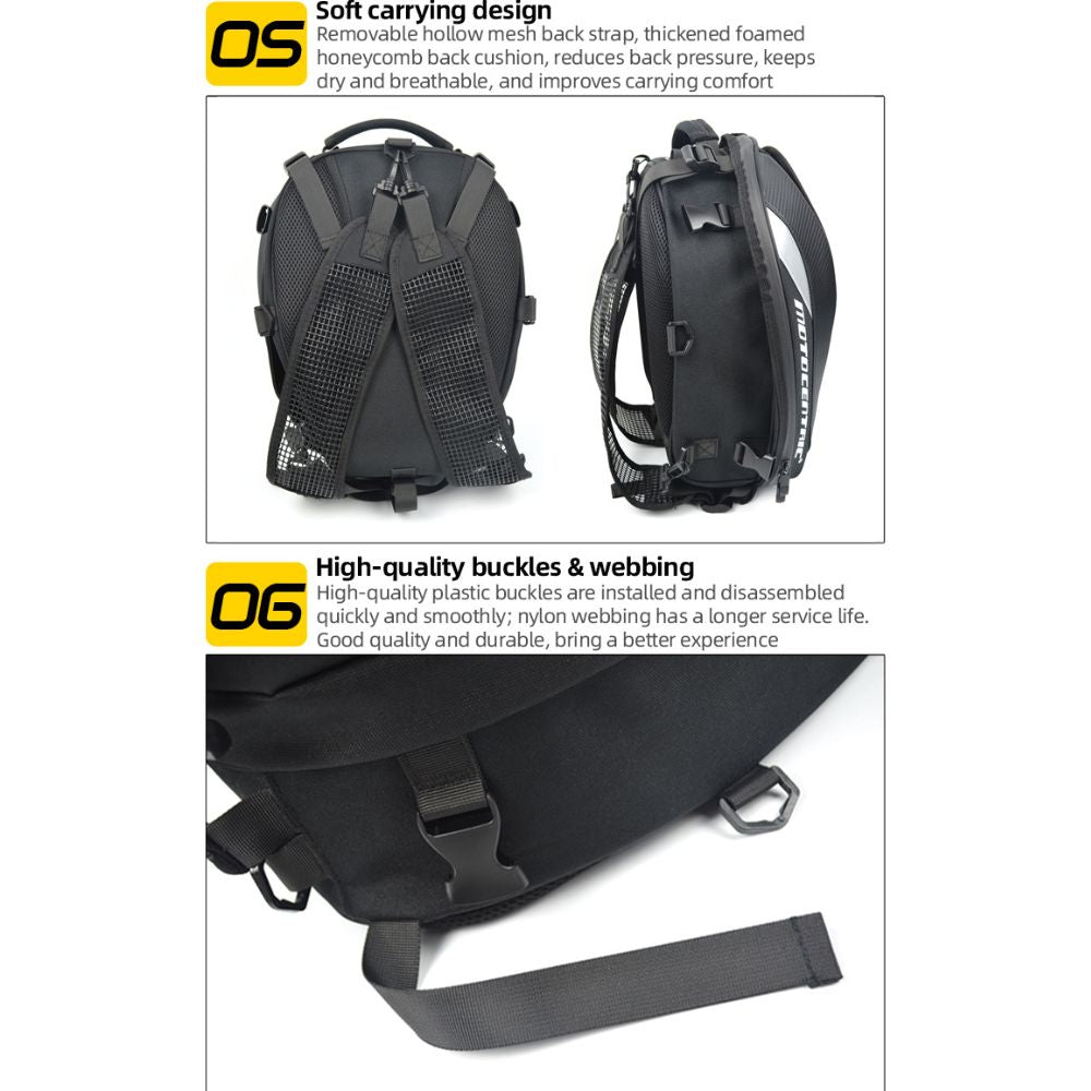 MotoCentric Waterproof Dual Back Pack & Travel Tail Bag