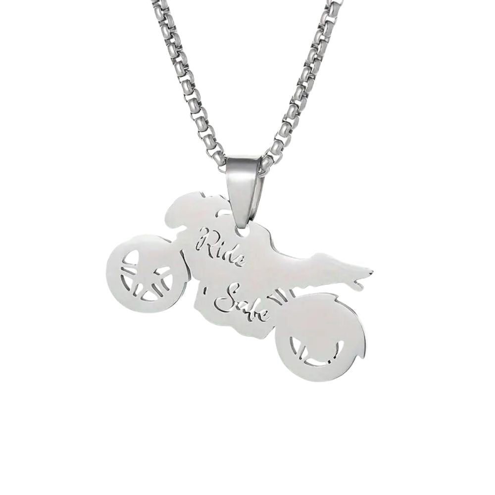 MCA Stainless Steel Motorcycle Ride Safe Pendant Necklace