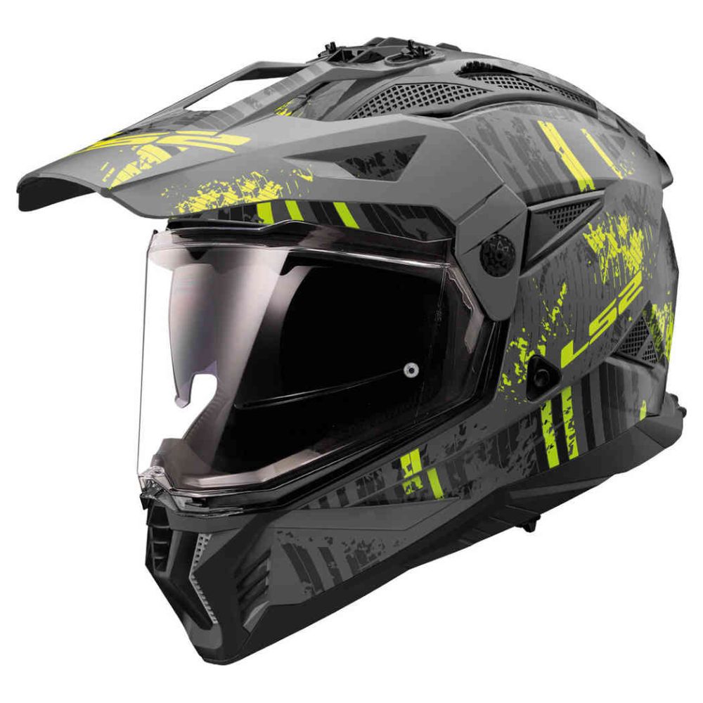 LS2 MX702 Pioneer II Crazy Matt Black/Hi-Vis Yellow Helmet