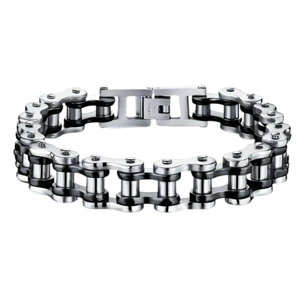 MCA Motorcycle Chain Silver/Black Bracelet