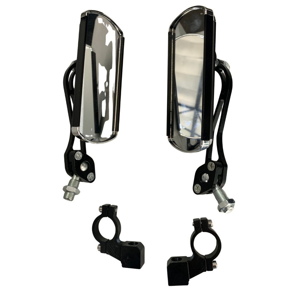 Universal Motorcycle Handlebar Clamp-On Side Mirrors Black Pair