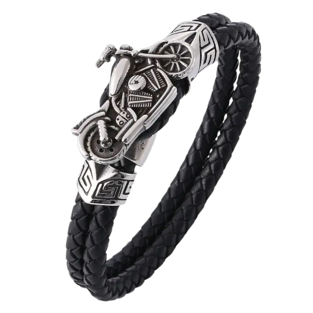 MCA Motorcycle Hand Braided Leather Hook Bracelet