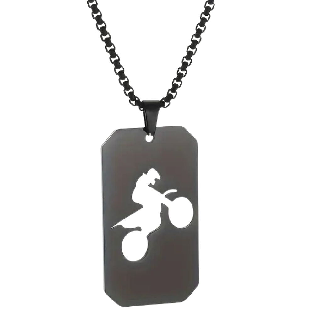 MCA Men's Stainless Steel Motorcycle Necklace