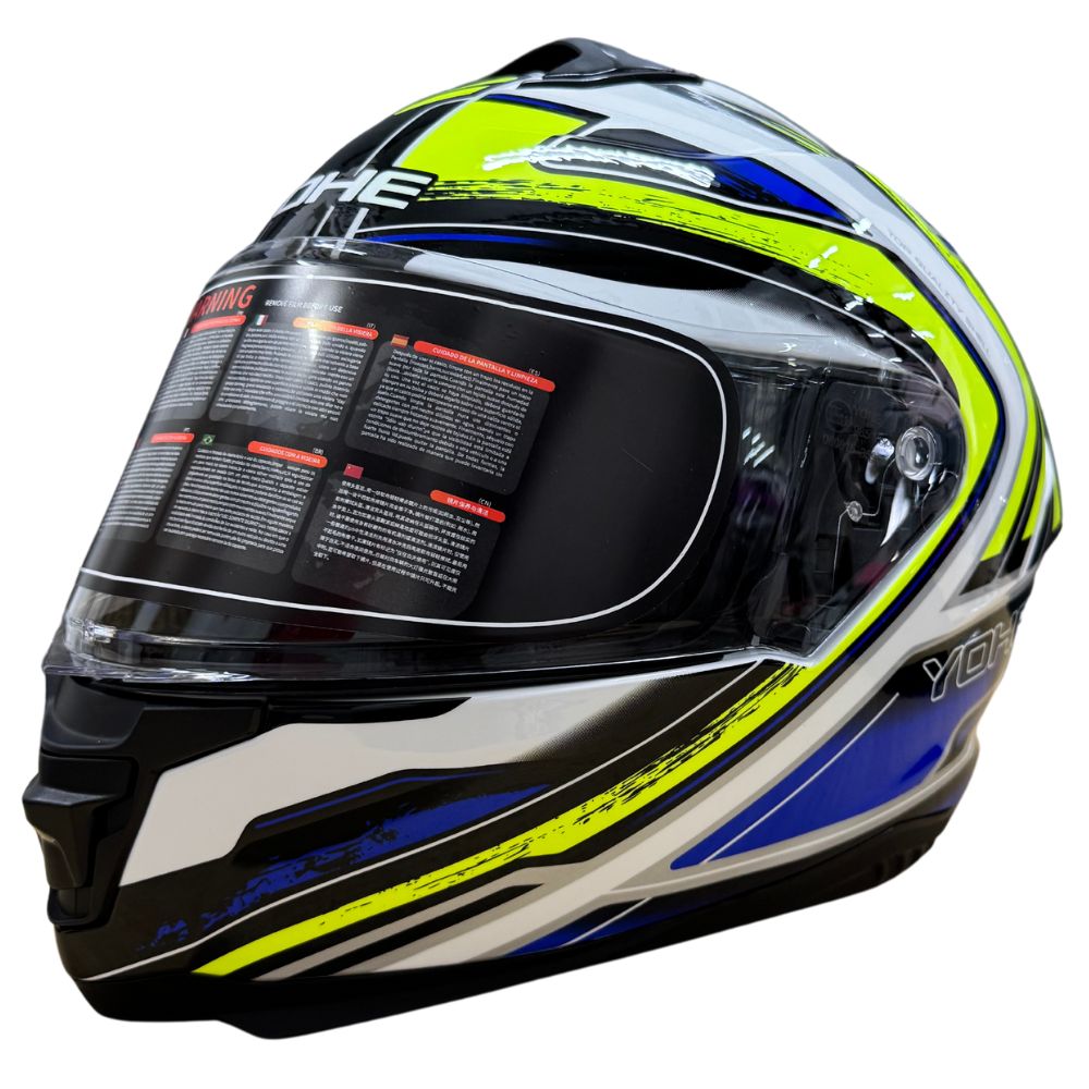 YOHE 987 Gloss Hi-Vis/Blue/White Helmet