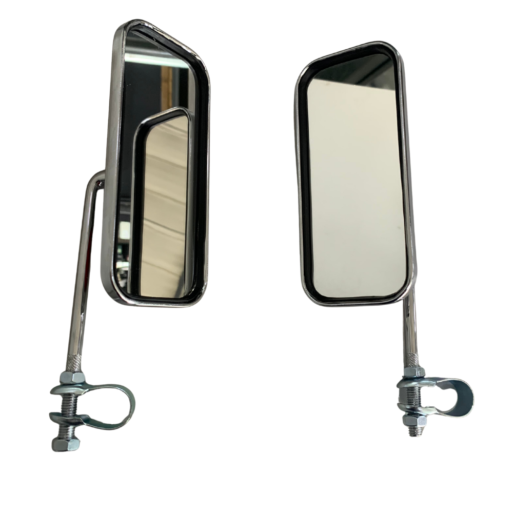 Universal Rectangular CP Clamp-On Motorcycle Mirrors pair