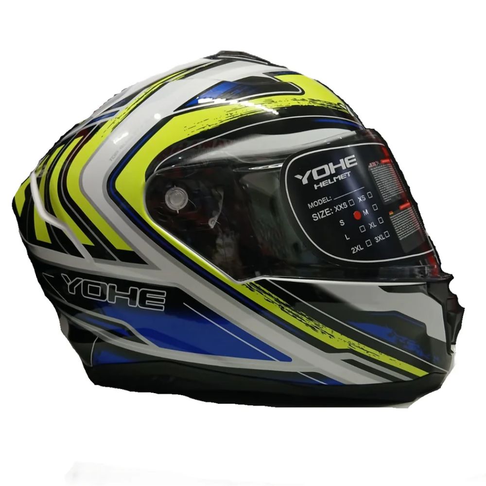 YOHE 987 Gloss Hi-Vis/Blue/White Helmet